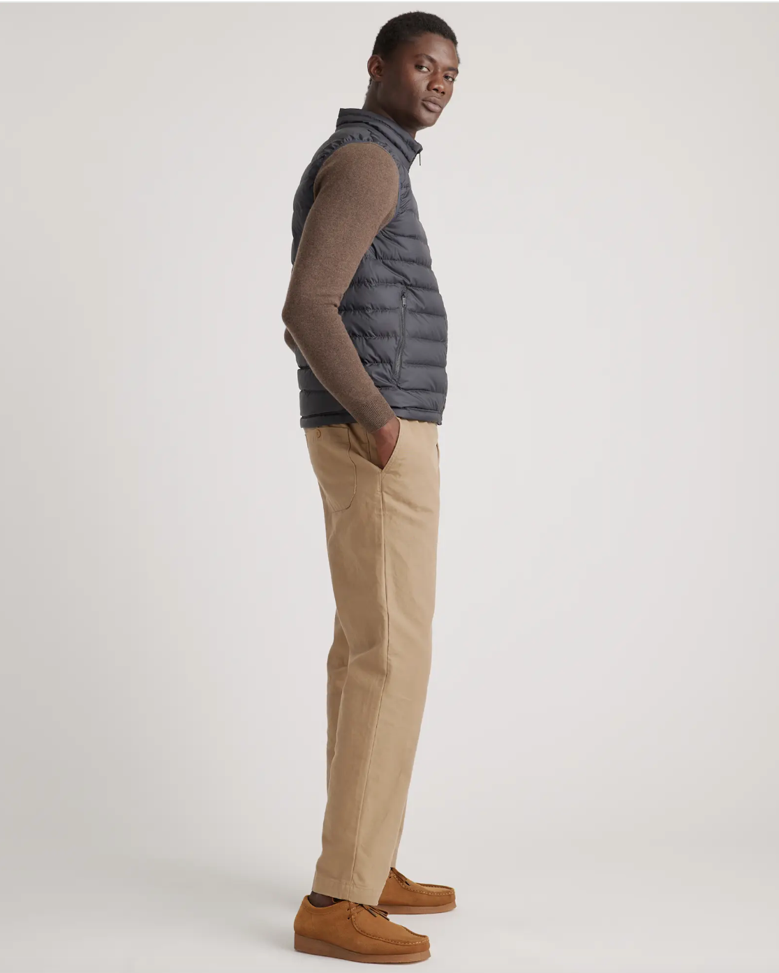 Men's Black Lightweight Down Packable Puffer Vest with Embroidered Crest